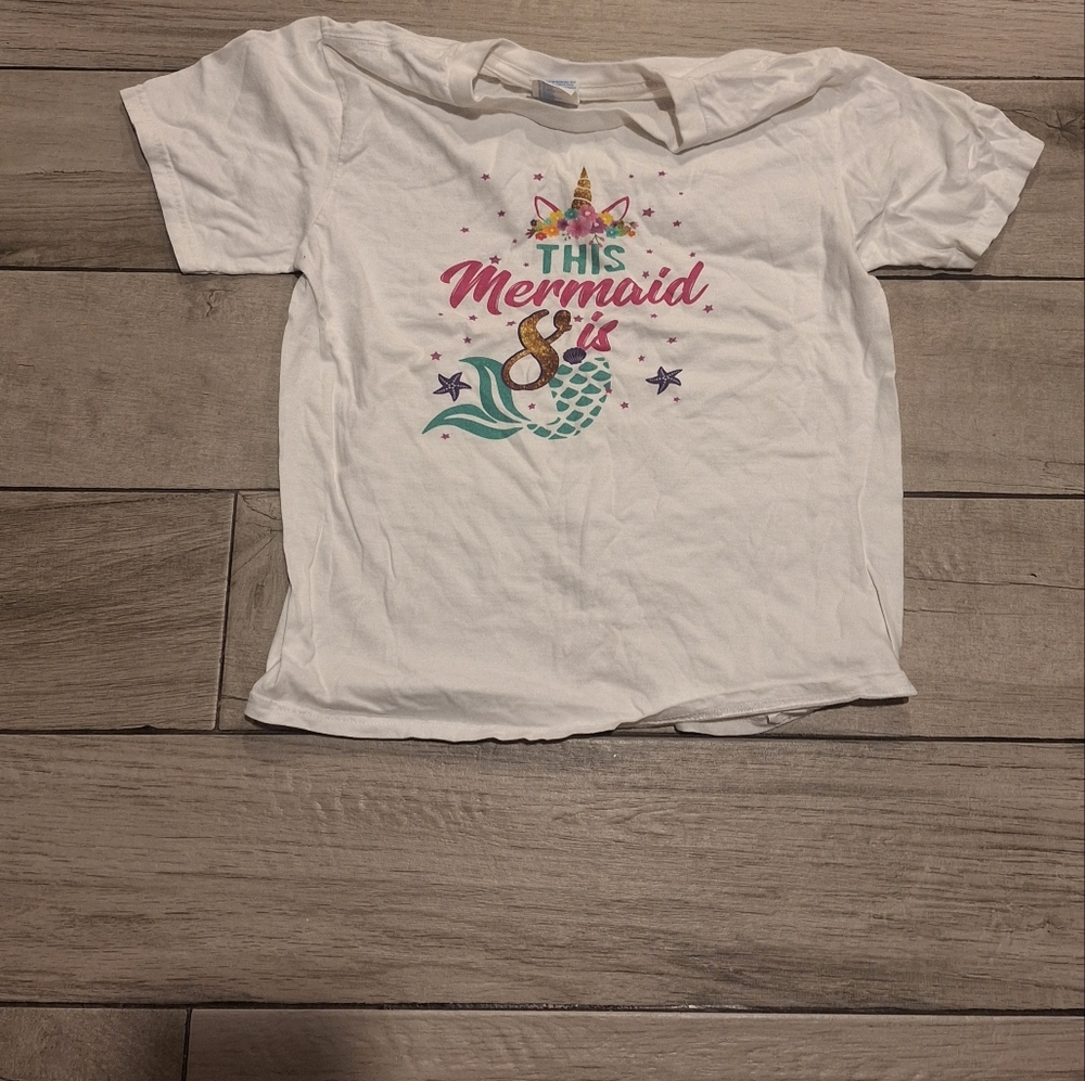 🍁 Girls 8th birthday mermaid tee☃️